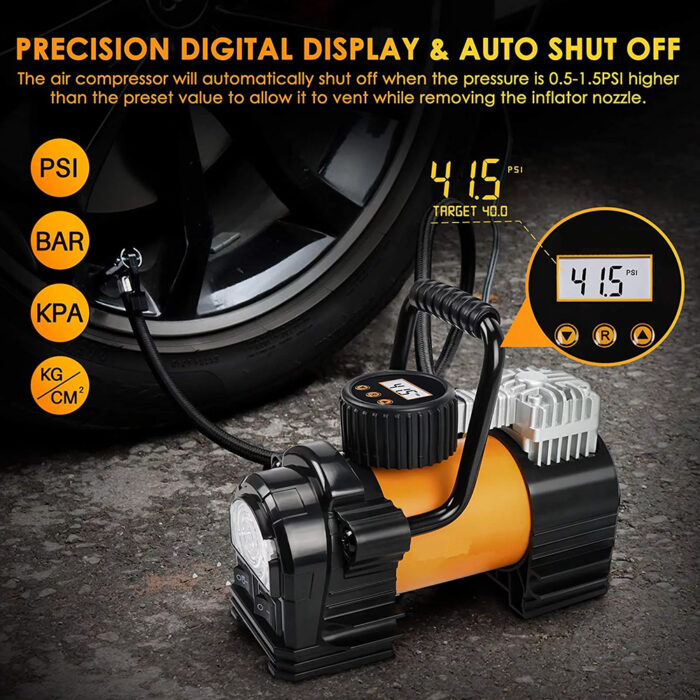 Heavy Duty Double Cylinders Tyre Inflator with Battery Clamp - Image 2
