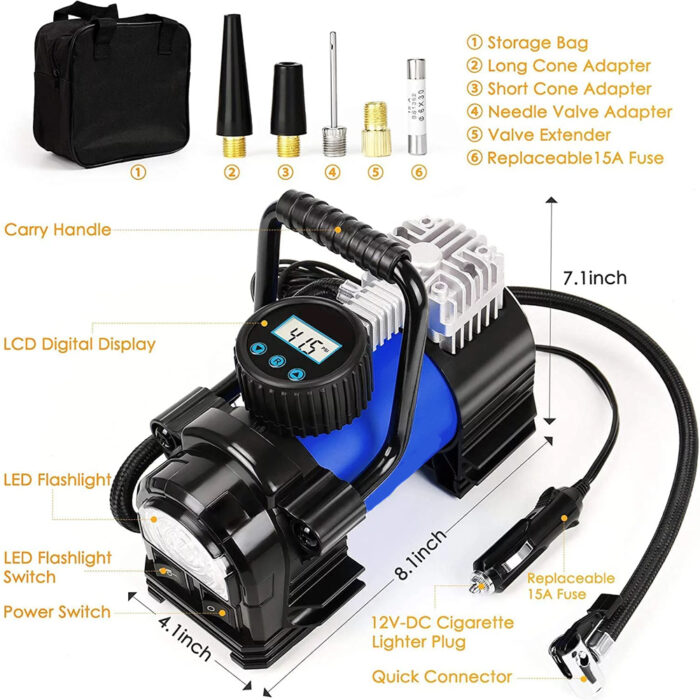Heavy Duty Double Cylinders Tyre Inflator with Battery Clamp - Image 8